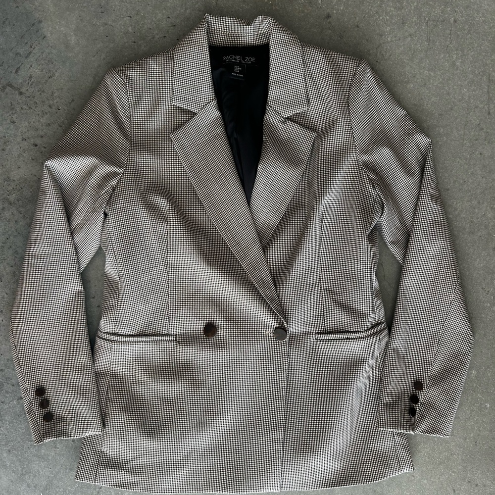 Rachel Zoe Black, White and Tan Houndstooth Blazer